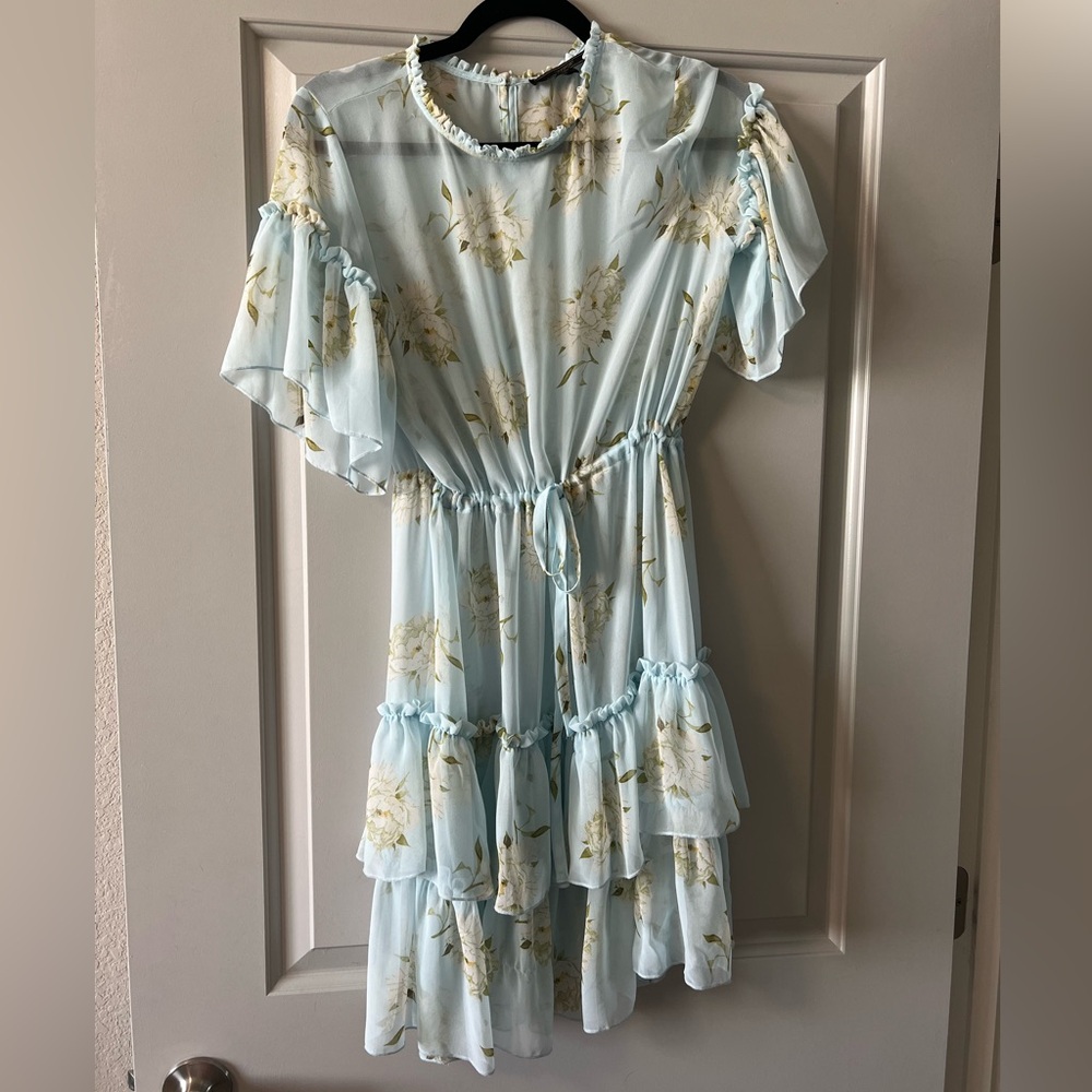 Maxsport Sheer Floral Dress with Drawstring Waist Size Small